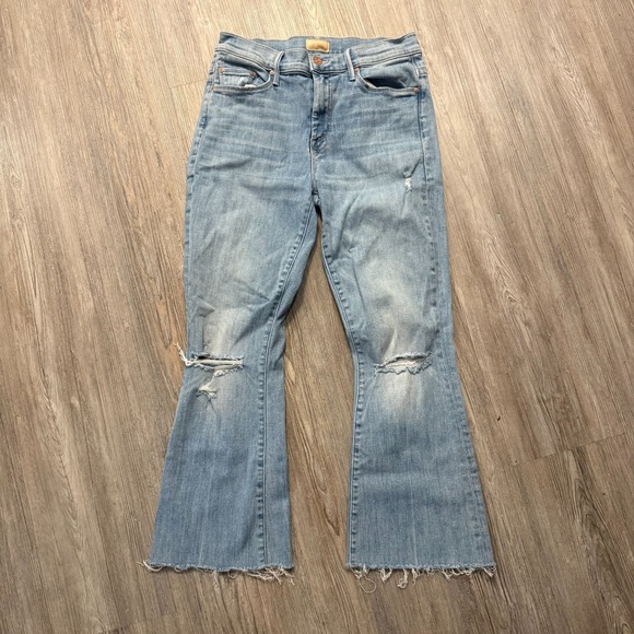 Mother Womens 28 Weekender Fray DreamerCrop Flare Jeans‎
